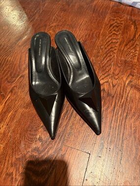 Scanlan Theodore Black Pointed Leather Slide Mules